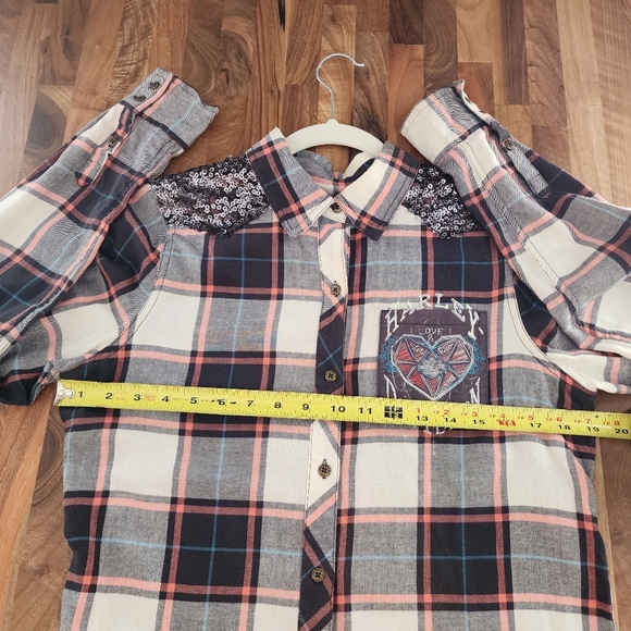 Harley Davidson Sequins Plaid Flannel‎ Long Sleeve Shirt Size Medium - Picture 9 of 12